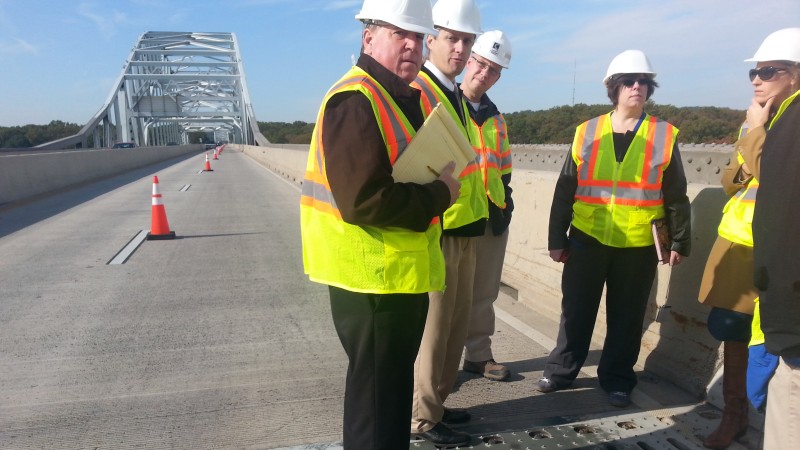 MDTA officials hosted advocates and engineers for a Hatem Bridge tour in October 2015.
